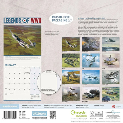 CarouselCalendars Legends of WWII Kalender 2027