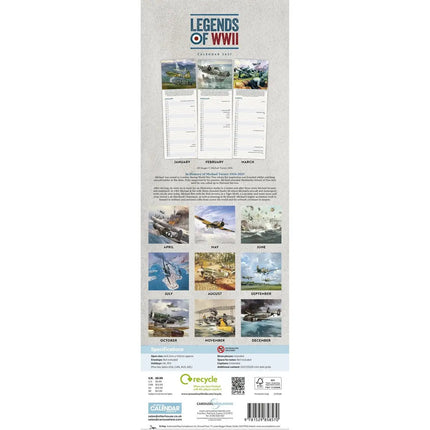 CarouselCalendars Legends of WWII Kalender 2027 Slimline
