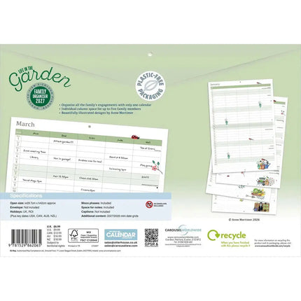 CarouselCalendars Life In The Garden A4 Familie Organiser 2027