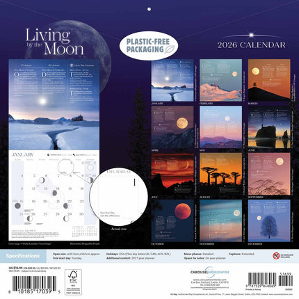 CarouselCalendars Living by the Moon Kalender 2026