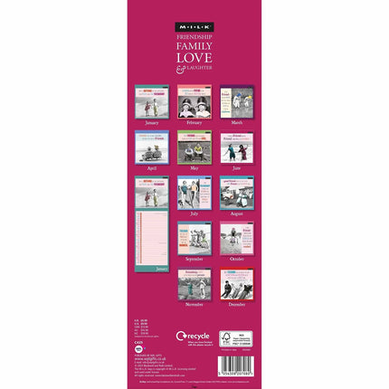 CarouselCalendars MILK Friendship Slimline Kalender 2026