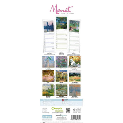 CarouselCalendars Monet Slimline Kalender 2026