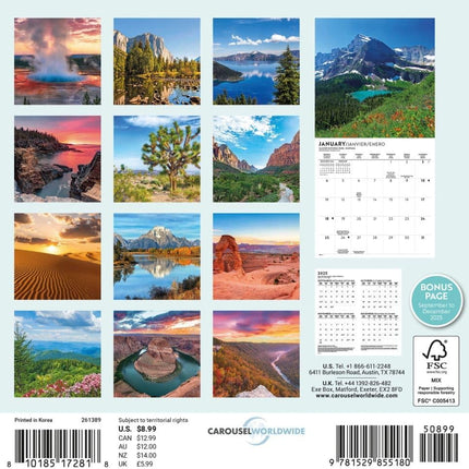 CarouselCalendars National Parks Mini Kalender 2026