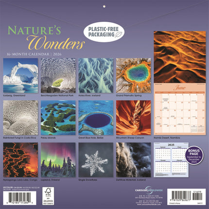 CarouselCalendars Natuur Wonderen Kalender 2026