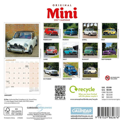CarouselCalendars Original Mini Kalender 2027 Mini