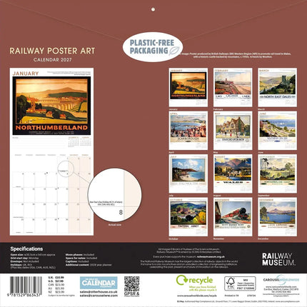 CarouselCalendars Railway Poster Art Kalender 2027