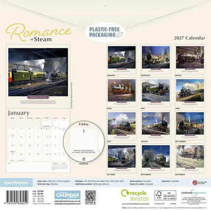 CarouselCalendars Romance of Steam Kalender 2027