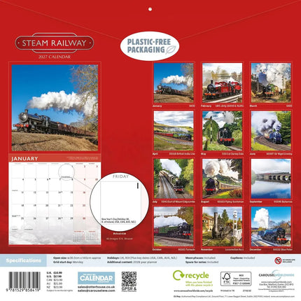 CarouselCalendars Steam Railways Kalender 2027