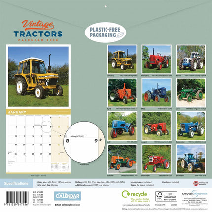 CarouselCalendars Vintage Tractors Kalender 2026