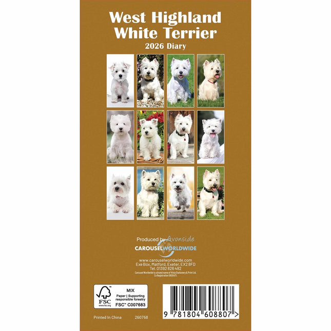 CarouselCalendars West Highland White Terrier Slim Agenda 2026