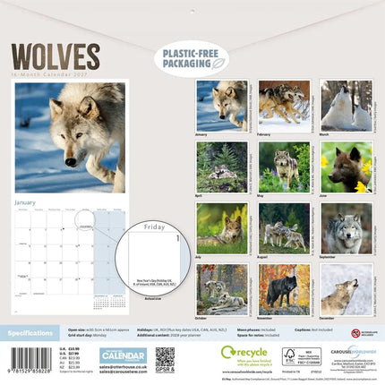 CarouselCalendars Wolven Kalender 2027