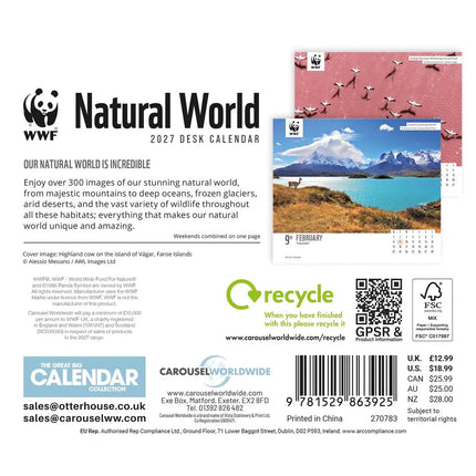 CarouselCalendars WWF Natural World Kalender 2027 Boxed
