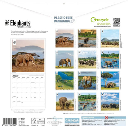 CarouselCalendars WWF Olifanten Kalender 2027