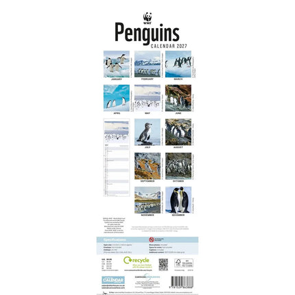 CarouselCalendars WWF Penguins Slimline Kalender 2027