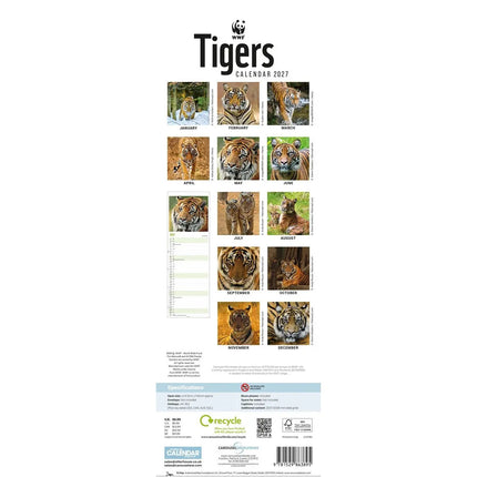 CarouselCalendars WWF Tijger Kalender 2027 Slimline