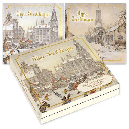 Comello Anton Pieck Kerstkaarten - Arrenslee - Meisje met hond