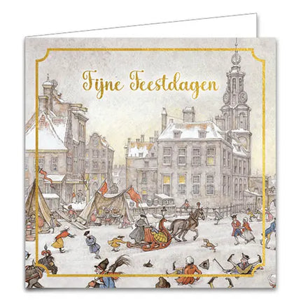 Comello Anton Pieck Kerstkaarten - Arrenslee - Meisje met hond