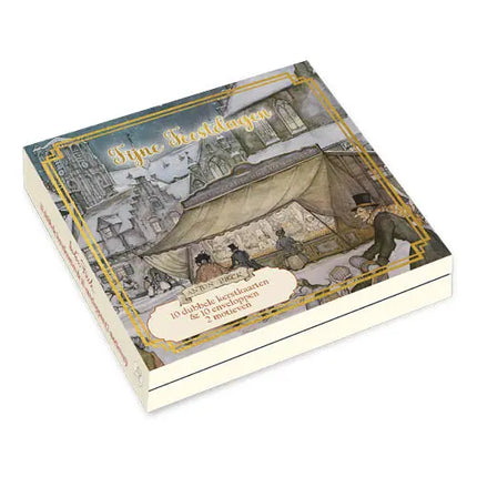 Comello Anton Pieck Kerstkaarten - Gebakskraam - Kinderen in slee