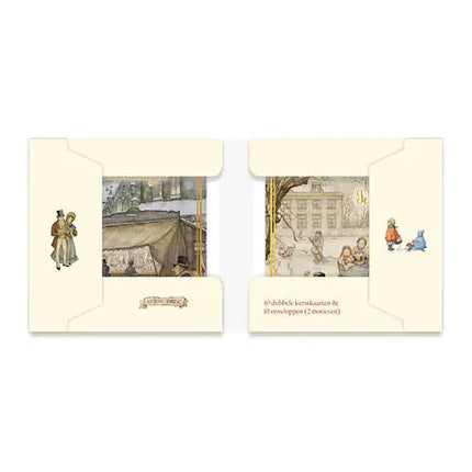 Comello Anton Pieck Kerstkaarten - Gebakskraam - Kinderen in slee