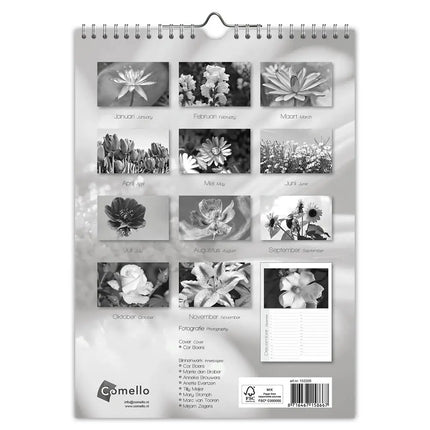 Comello Black & White Flowers Verjaardagskalender