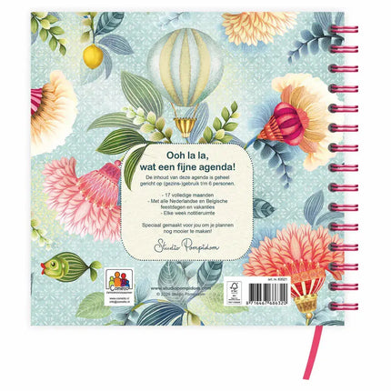 Comello Familie Notitieagenda 17-maands 2027 Floral Balloon 6 Personen