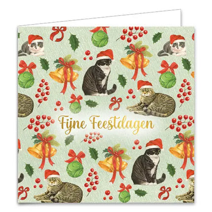 Comello Franciens Katten Kerstkaarten - Cyperse kat – Kerstklokjes patroon