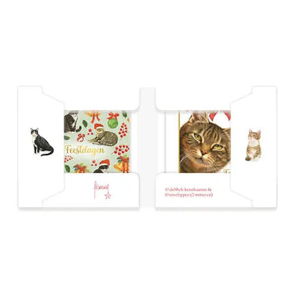 Comello Franciens Katten Kerstkaarten - Cyperse kat – Kerstklokjes patroon