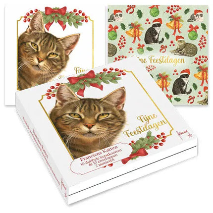 Comello Franciens Katten Kerstkaarten - Cyperse kat – Kerstklokjes patroon