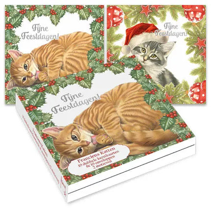 Comello Franciens Katten Kerstkaarten - Hulst - Denneboom