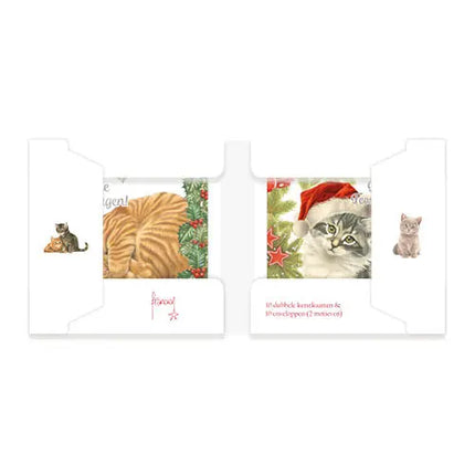 Comello Franciens Katten Kerstkaarten - Hulst - Denneboom