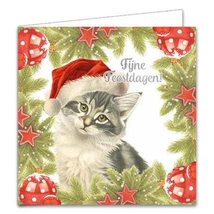 Comello Franciens Katten Kerstkaarten - Hulst - Denneboom