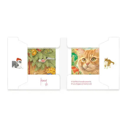 Comello Franciens Katten Kerstkaarten - Onder de boom -  Kerstballen