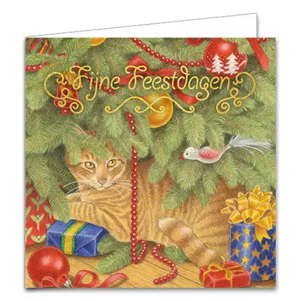 Comello Franciens Katten Kerstkaarten - Onder de boom -  Kerstballen