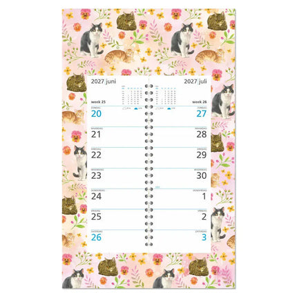 Comello Franciens Katten Weekomleg op schild 2027 Roze Bloemenpracht