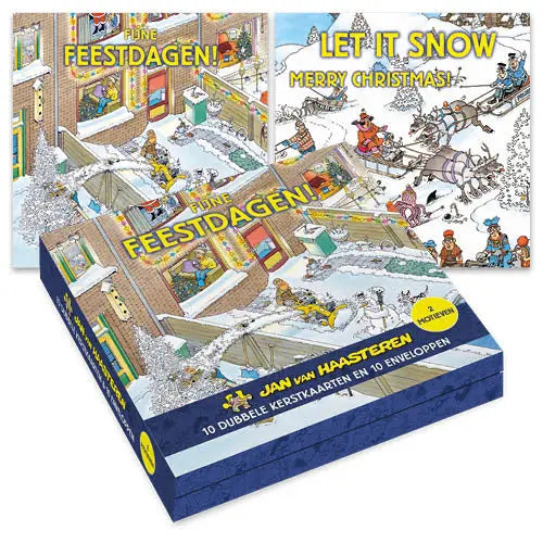 Comello Jan van Haasteren Kerstkaarten 10 Stuks - Sleeën - Sneeuw ruimen