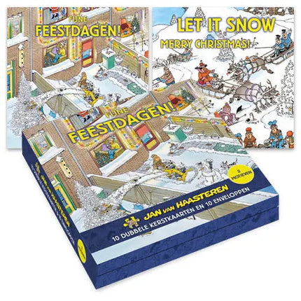 Comello Jan van Haasteren Kerstkaarten 10 Stuks - Sleeën - Sneeuw ruimen