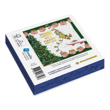 Comello Jan van Haasteren Kerstkaarten - Kerstman kader - Lampjes kader