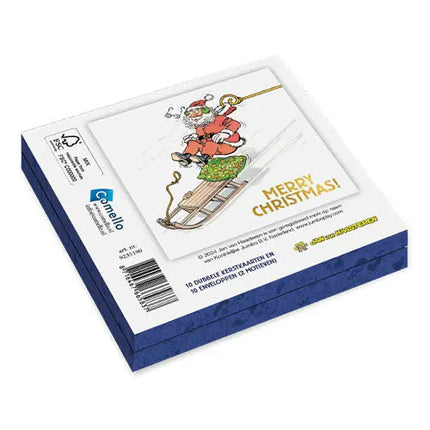 Comello Jan van Haasteren Kerstkaarten - Kerstman van slee – Fiets