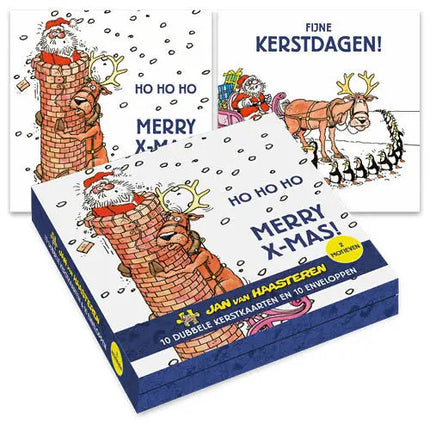 Comello Jan van Haasteren Kerstkaarten - Schoorsteen - Pinguïns