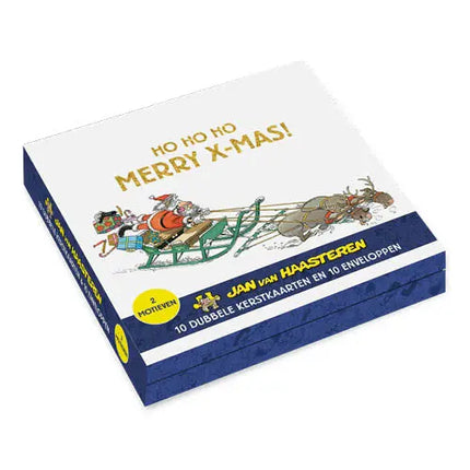 Comello Jan van Haasteren Kerstkaarten - Skiën met boom - Rendieren voor arrenslee