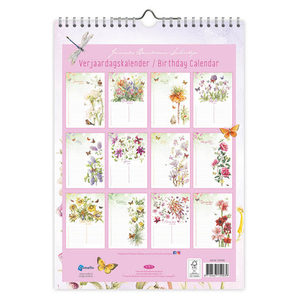 Comello Janneke Brinkman A4 Verjaardagskalender Pioenroos