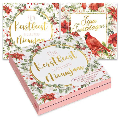 Comello Janneke Brinkman Kerstkaarten Kader met rode kardinaal – Cirkel bloempatroon