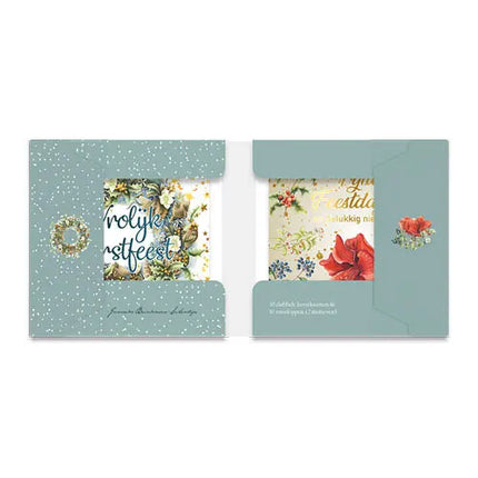 Comello Janneke Brinkman Kerstkaarten - Kerstkrans blauw – Kerstbloemen