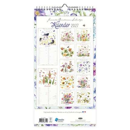 Comello Janneke Brinkman Maandnotitiekalender 2027 Blauwe Bloemen