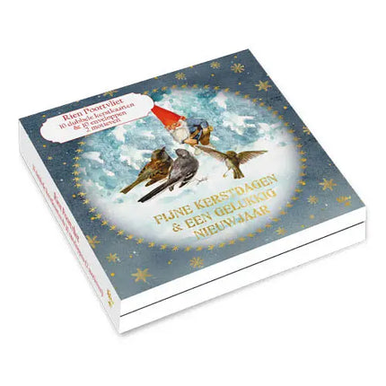 Comello Rien Poortvliet Kabouter Kerstkaarten - Muis in vogelhuisje – Vogels voeren