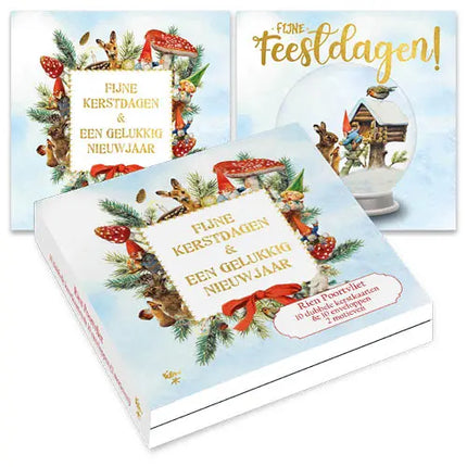 Comello Rien Poortvliet Kabouter Kerstkaarten - Sneeuwbol vogelhuis - Collage