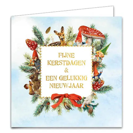 Comello Rien Poortvliet Kabouter Kerstkaarten - Sneeuwbol vogelhuis - Collage