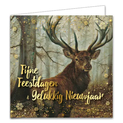 Comello Rien Poortvliet Kerstkaarten Natuur - Spelende vossen - Damhert