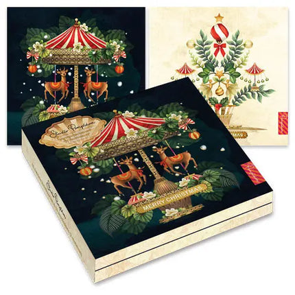Comello Studio Pompidom Kerstkaarten -  Reindeer Carousel – Christmas Circus