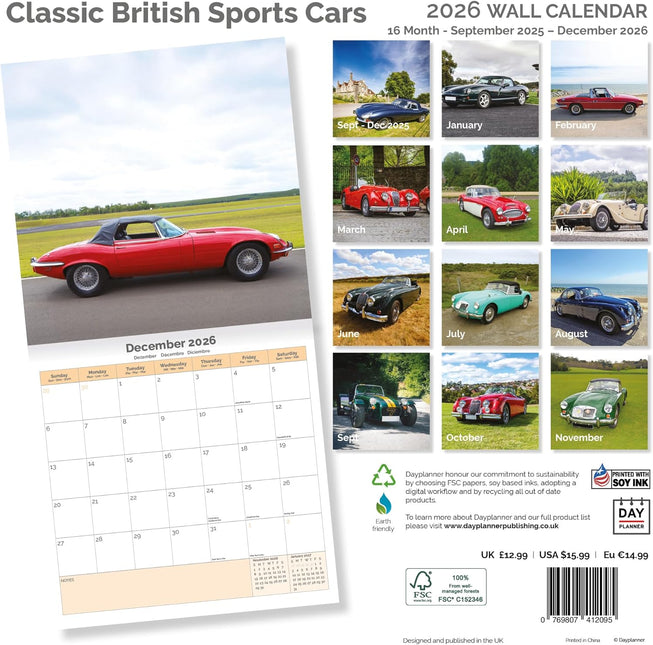 Dayplanner Classic British Sports Cars Kalender 2026